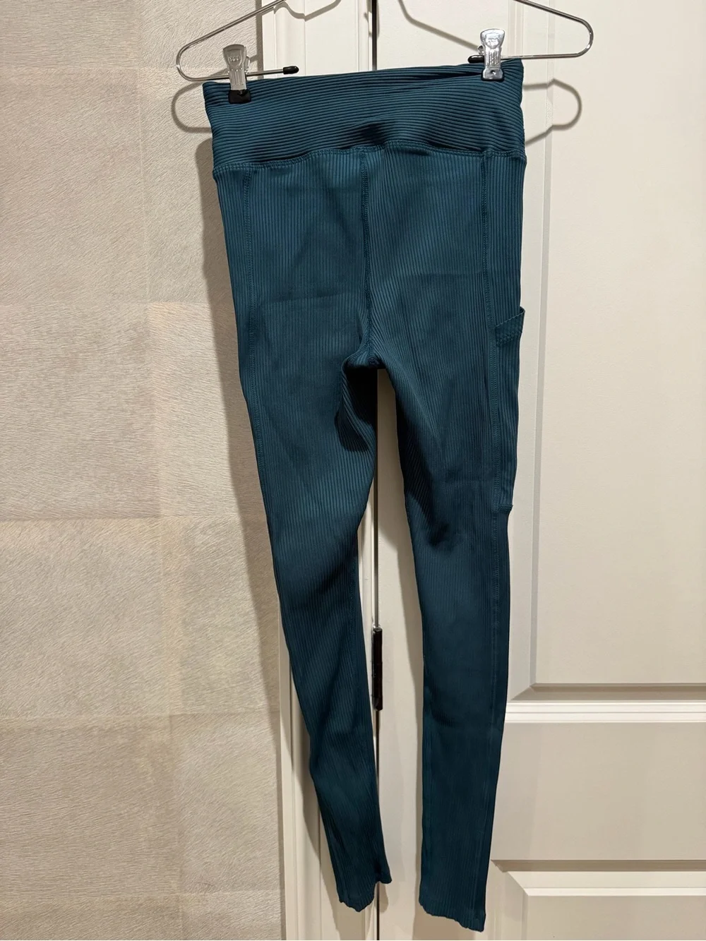 Year of Ours SET- Teal Ribbed Leggings with Side Socket with matching ribbed top